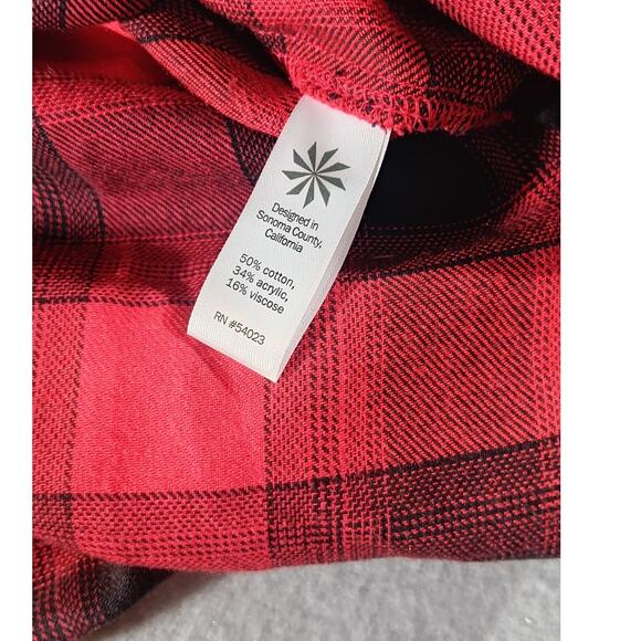 Athleta Red Black Buffalo Plaid Flannel Shirt Women’s xs Button Down Casual - Picture 5 of 6